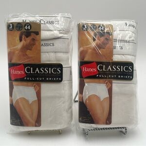 Vintage Hanes Classics Mens Full Cut Briefs 44 White Cotton Underwear 7760 2002
